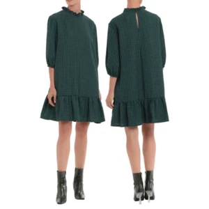 Donna Morgan grün schwarz Gingham Viertelärmel Saum Volant Swiftie Kleid Gr. 18 - Bild 1 von 7