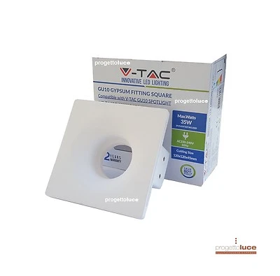 Porta Faretto FISSO in GESSO Incasso Lampadine LED FARETTO GU10 V-TAC VT-714SQ - Immagine 1 di 2