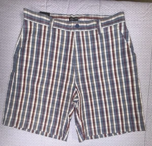 St John's Bay Seaside Madras shorts men's 38  Blue Sport Plaid NWT 10" inseam - Picture 1 of 4