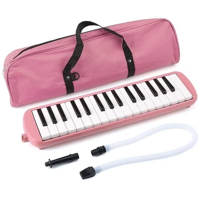 YUEYUEZOU 32 Key Melodica Instrument with Mouthpiece Air Piano Keyboard (pink)