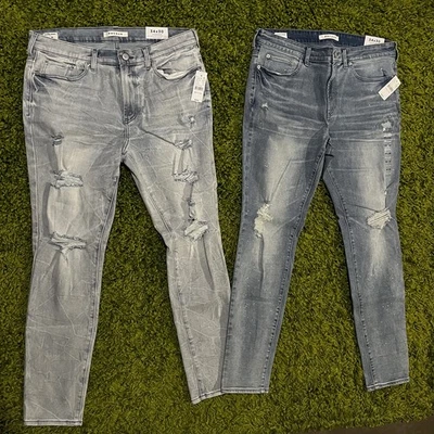2 pares NUEVO con etiqueta Pantalones de mezclilla elásticos Pacsun para hombre 34x30 ajustados rectos tiro medio Foto 1 de 4
