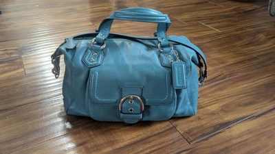 Cartera de cuero Coach Campbell vintage turquesa verde azulado Foto 1 de 4