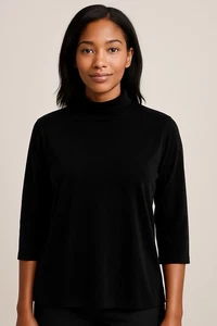 Coldwater Creek schwarzes Top mit Stehkragen Größe XL neu mit Etikett - Bild 1 von 9