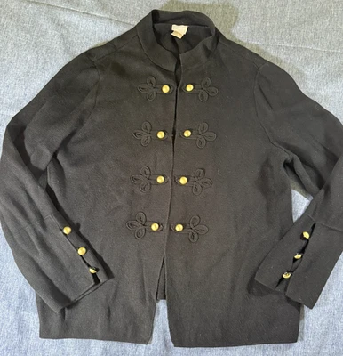 Chicos 2 Estilo Militar Suéter Chaqueta Cárdigan Mujer Grande Negro Dorado Botones Foto 1 de 4