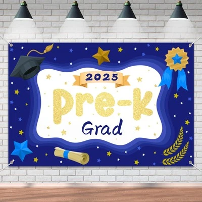 Preschool Graduation Banner Backdrop Class of 2025 Party Supplies 72x43in - Image 1 of 4
