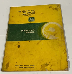 John Deere Lawn Tractors 130 160 165 175 180 185 Operator's Manual 1987 M75866 - Picture 1 of 4