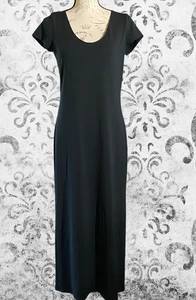 Banana Republic Soft Ponte Midi Dress Womens S Black Cap Sleeve Side Slit - Picture 1 of 5