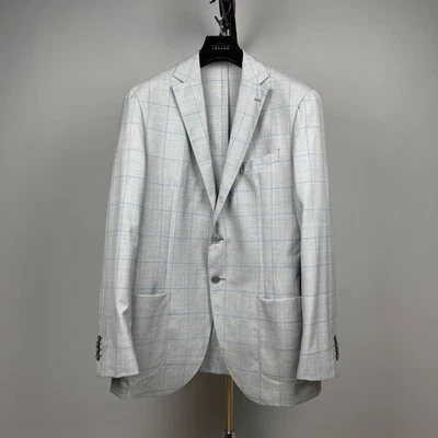 Boggi Milano Men’s Grey Wool Unlined Lightweight Checkered Blazer – Size EU 54R - Image 1 of 4