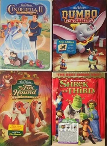 4x Disney DVD LOT- Cinderella 2, Dumbo, Fox & Hound, Shrek (3 w/Slip Covers) NEW - Picture 1 of 8