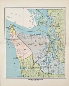 1899 WASHINGTON Map ORIGINAL - CEDED INDIAN LANDS - NATIVE AMERICAN (11X9.5) - Picture 1 of 4
