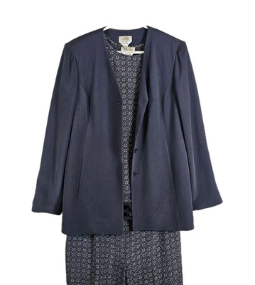 Talbots женщин размер 8-12 чистого шелка 3 ПК куртка брюки верхний комплект карьера синий * читать * - Изображение 1 из 4