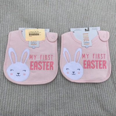 2 Just One You My First Easter Teething Bib White Bunny 0-12M NEW - Imagem 1 de 4