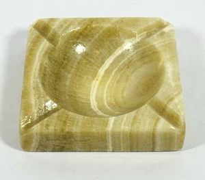 Vintage Onyx Marmor 4" Aschenbecher MCM beige weiß schwer - Bild 1 von 5