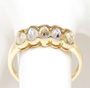Goldring 9 Karat 375 Gold Gelbgold 5 Mondsteine Mondstein Damenring 2,38g Gr. 59 - Picture 1 of 6