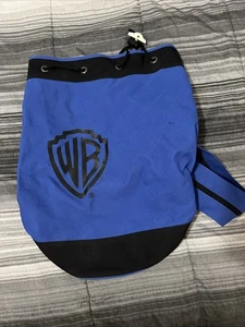 WB Warner Bros Brothers Studio Blue Round Drawstring Backpack - Picture 1 of 8