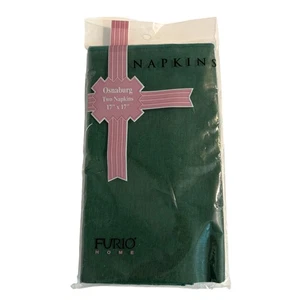 New Furio Home Osnaburg Hunter Green Cloth Napkins Set of 2 Cotton 17x17 USA - Picture 1 of 3