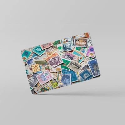 AMERICANSTICKERDEPOT 2 Pack Vintage Stamps Credit Debit Card Sticker Vinyl Decal Skin Durable