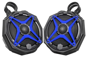 6.5" Roll Cage SSV Tower Speakers for Polaris General+Pod Enclosures+Blue Grills - Picture 1 of 11