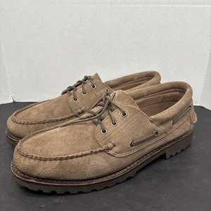 Zapatos L.L.Bean para Hombres Talla 14D Marrón Gamuza Barco Sin usar, en caja, Puntera Suela Cuero Cosido a Mano - Imagen 1 de 12