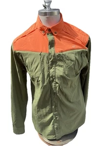 King Ranch Green Orange Long Sleeve Vented Breathable Fishing Shirt Mens Medium - Picture 1 of 7