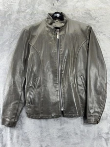 VTG Excelled ELCE Gray Leather Biker Jacket Zip Liner Size36 Cafe Racer 70s 80s - Picture 1 of 24