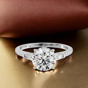 1.90 Ct Round Cut Diamond Womens Wedding IGI Lab Created Ring 14k White Gold - Picture 1 of 13