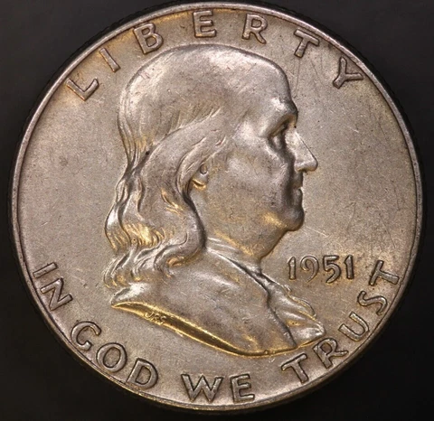 1951 FRANKLIN HALF DOLLAR FRESH FROM ORIGINAL COLLECTION-LOT AA-6417 Cover
