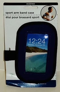 Sport Arm Band Case Adjustable Fits iPhone 5 & 6 Samsung Galaxy S5 & S4 BLUE - Picture 1 of 1