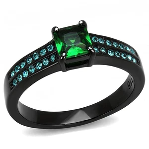 Light Black Rings for Women Anillo Para Mujer Stainless Steel Ring Synthetic Gla - Picture 1 of 10