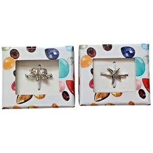 Versilbert Schieber Charms Elefant & Seestern Quadrat Loch Armband passt - Bild 1 von 6