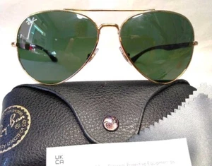 RAY-BAN RB3675 AVIATOR SUNGLASSES – ARISTA GOLD–HAVANA / G-15 GREEN 58/14 135 - Picture 1 of 9