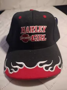 Harley Davidson Baseball Hat Women OS Black Harley Girl With Embroidered Flames - Picture 1 of 6