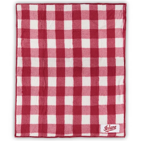 Indiana Hoosiers 50'' x 60'' Buffalo Check Frosty Fleece Blanket Cover