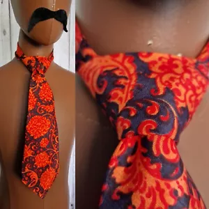 Vintage Wide Thai Silk Tie in Black/Red Floral Patttern AV07 - Picture 1 of 6