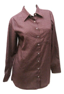 Haband Damas Abotonada-Vestido-Camisa Manga Larga Ciruela Cuadros Talla M Foto 1 de 4