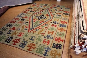 6'6" X 9'6" Handmade KILIM RUG WOOL FLAT WOVEN RUG Kazak, Uzbek, Turkmen tribal - Picture 1 of 8