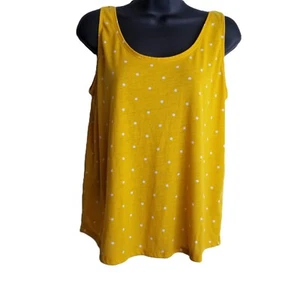 Old Navy Polka Dot Tank Top Medium Mustard Yellow Cottagecore Fall Layering - Picture 1 of 5
