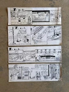 4 Orig. Comic Strip Art Storyboards - Marion "In One Ear" 1977 Pen Ink Cats Dogs - Picture 1 of 24