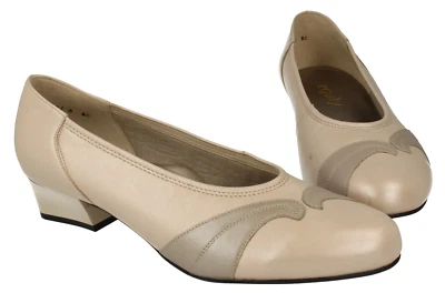 Ladies Ex-display Equity Porcelain/Stone Pearl Leather Court Shoes :Martha UK6EE - Image 1 of 4