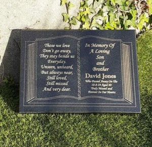 Engraved Bible Personalised Black Granite Memorial Grave Plaque Stone Ornament - Picture 1 of 5