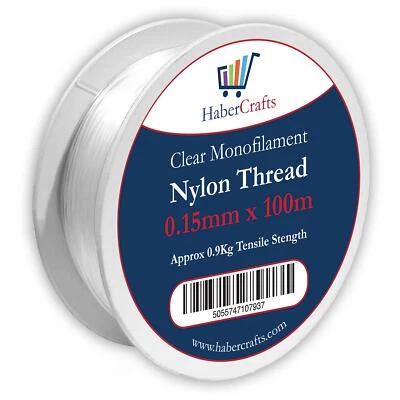 0.15mm Clear Fishing Wire Nylon Non Stretch Beading Transparent Cord Invisible - Image 1 of 4