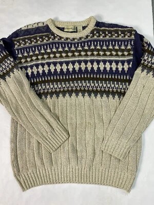 Fieldmaster 90’s VTG Mens Sweater L Tall Nordic Fisherman Heavy USA Chunky Knit - Image 1 of 4