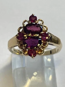 Lovely 9 Carat Yellow Gold RUBY CLUSTER Ring - Picture 1 of 6