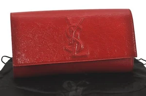 Authentic YVES SAINT LAURENT Belle de Jour Clutch Bag Enamel 203855 Red 1624M - Picture 1 of 10