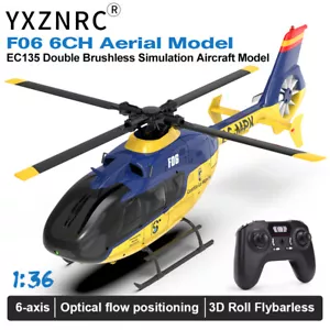 YXZNRC F06 EC135 3D 2.4G 6CH 6-Axis Gyro Brushless RTF Flybarless RC Helicopter - Picture 1 of 24