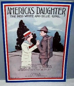 5 partituras musicales originales 1918 Primera Guerra Mundial, rojas blancas y azules chica nuevas stock antiguo - Imagen 1 de 2