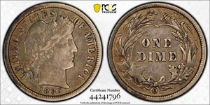 RARE 1895-o Silver BARBER Dime. PCGS XF40. - Imagen 1 de 13