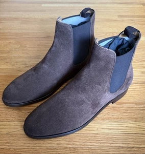 BNIB Ralph Lauren Purple Label Grantly Calf Suede Chelsea Boots Sz12 Brown $1250 - Picture 1 of 16