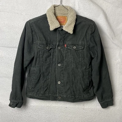 Chaqueta de pana gris oscuro forrada de lana Sherpa Levis para niños jóvenes talla L 12-13 años Foto 1 de 4