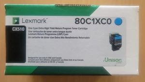 NEW GENUINE Lexmark 80C1XC0 Cyan Extra High Yield Toner Cartridge CX510 - Picture 1 of 5